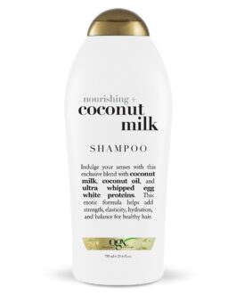 OGX Nourishing + Coconut Milk Moisturizing Shampoo for Strong & Healthy Hair, with Coconut Milk, Coconut Oil & Egg White Protein, Paraben-Free, Sulfate-Free Surfactants, 25.4 fl oz