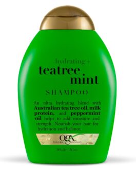 OGX Hydrating + Tea Tree Mint Shampoo, Nourishing & Invigorating Scalp Shampoo with Tea Tree & Peppermint Oil & Milk Proteins, Paraben-Free, Sulfate-Free Surfactants, 13 fl oz