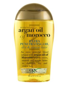 OGX Extra Strength Renewing + Argan Oil of Morocco Penetrating Hair Oil Treatment, Deep Moisturizing Serum for Dry, Damaged & Coarse Hair, Paraben-Free, Sulfated-Surfactants Free, 3.3 fl oz