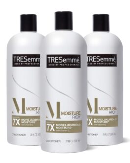 TRESemmé Conditioner for Dry Hair Moisture Rich Professional Quality Salon-Healthy Look and Shine Formulated with Vitamin E and Biotin, 28 Oz, 3 Count