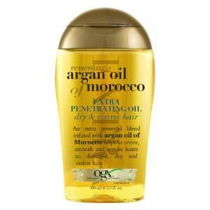 OGX Extra Strength Renewing + Argan Oil of Morocco Penetrating Hair Oil Treatment, Deep Moisturizing Serum for Dry, Damaged & Coarse Hair, Paraben-Free, Sulfated-Surfactants Free, 3.3 fl oz